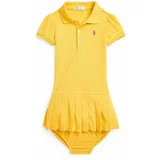 Polo Ralph Lauren Otroška bombažna obleka rumena barva