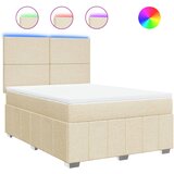 vidaXL Box spring postelja z vzmetnico krem 140x200 cm blago, (21307882) | Shoptok.si