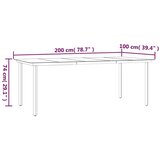  Vrtni stol - Blagovaonski stol crni 200x100x74 cm čelik i kaljeno staklo | shoptok.hr