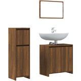  The Living Store Kopalniška garnitura 3-delna rjavi hrast inženirski les - Komplet Kopalniškega Pohištva, (21460041) | Shoptok.si