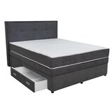 Hom`in POSTELJA BOXSPRING 160 cm x 200 cm , les, tekstil, leseni material temno siva | Shoptok.si