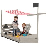 Outsunny Velik peskovnik s pokrovom v ladijskem dizajnu, lesena škatla za blato, (5000242218) | Shoptok.si