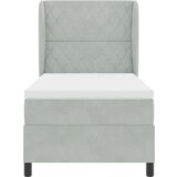 Box Spring Krevet s Madracem Svjetlosiva 100x200 cm Baršun | shoptok.hr