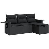 Maison Chic Seti vrtnega pohištva - Vrtna garnitura - Vrtni pohištvo set 4-delna z blazinami črna poli ratan, (21810450) | Shoptok.si