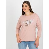 Fashion Hunters Light pink blouse plus size with glossy print Cene