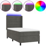 Maison Chic Box spring postelja - Vzmetna postelja z vzmetnico LED temno siva 90x190 cm žamet SL16178, (21900983) Cene