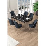 Hanah home trpezarijski set Pale, sto na razvlačenje i 6 stolica, ploča u dekoru crnog mermera, hromirane noge, antracit tkanina Babyface | Eponuda.com