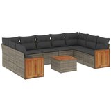 Maison Chic Seti vrtnega pohištva - Vrtna garnitura - Vrtni pohištvo set 10-delna z blazinami siv poli ratan, (21811746) | Shoptok.si