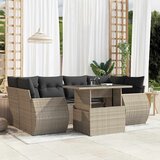 Maison Chic Seti vrtnega pohištva - Vrtna garnitura - Vrtni pohištvo set 7-delna z blazinami siv poli ratan, (21803290) | Shoptok.si