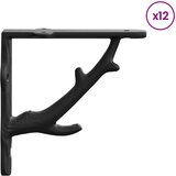  Nosači za zidne police 12 kom. Crna 21.5 x 21.5 x 3.5 cm Čelik | shoptok.hr