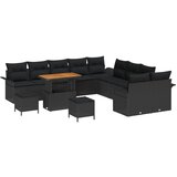 vidaXL set od 13 komada vrtne sofe s jastucima crni poli ratan akacija, sofa za 2 osobe s pohranom i jastucima crni poli ratan, set od 3 komada vrtne blagovaonice s jastucima crni poli ratan akacija Cijene