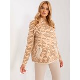 Fashion Hunters Camel and beige patterned turtleneck sweater Cene'.'
