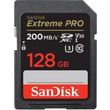 San Disk Extreme PRO 128GB SDXC spominska kartica 200MB/s & 90MB/s Branje/Pisanje UHS-I, Class 10, U3, V30 | Shoptok.si