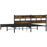vidaXL Kovinski posteljni okvir brez vzmetnice dimljen hrast 180x200cm | Shoptok.si