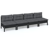 The Living Store Vrtni kavč štirised z antracitnimi blazinami trdna borovina - Vrtni Štirised, (21467980) | Shoptok.si