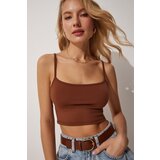  Women's Lilac Brown 2-Pack Straps Knitted Crop Bustier Blouse | Shoptok.si