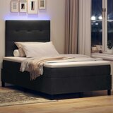  LED Box Spring Krevet s uzglavljem Crna 120 x 190 cm Baršun | shoptok.hr