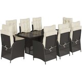 vidaXL 9-dijelni vrtni blagovaonski set s jastucima crni od poliratana | shoptok.hr