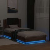  Posteljni okvir z vzglavjem in LED rjavi hrast 100x200 cm | Shoptok.si