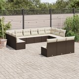  13-dijelni set vrtnih sofa s jastucima smeđi od poliratana | Eponuda.com
