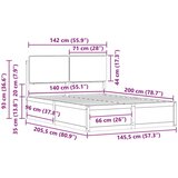 vidaXL Posteljni okvir z oblazinjenim vzglavjem Črna 140 x 200 cm | Shoptok.si