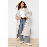 Trendyol Stone Oversize Wide Cut Belted Trench Coat Cene