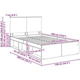  Okvir za krevet s uzglavljem Siva Sonoma 135 x 190 cm | shoptok.hr