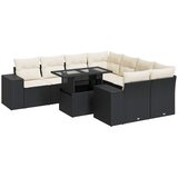  9-dijelni set vrtnih sofa s jastucima crni od poliratana Slike