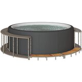 vidaXL Hot Tub Surround s shranjevanjem in leseno stopnico Grey | Shoptok.si