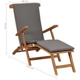  Ležalnik z blazino temno siv trdna tikovina | Shoptok.si
