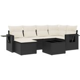  7-dijelni set vrtnih sofa od poliratana s jastucima crni Slike