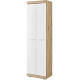 CARRYHOME garderobna omara hrast artisan, bela, visoki sijaj | Shoptok.si