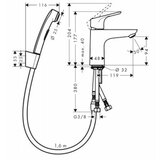 Hansgrohe 31927000 Focus 100 armatura za umivalnik s higijenskim tuš setom | Shoptok.si