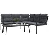  Set vrtnih sofa s jastucima crni od čelika i tekstilena | shoptok.hr