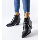 Gemre Black cowboy-style heeled ankle boots Corrado Cene