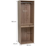 Casa Selección Odprta modularna garderobna omara v hrastovem dekorju v naravni barvi 60x180x45 cm Modular – | Shoptok.si