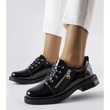 Gemre Black patent leather women's derby shoes Diamante | Shoptok.si