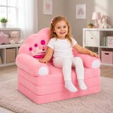  Reclining Armchair Sofa Lounger with Crown 2in1 For Children Soft Pink | Shoptok.si