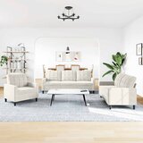  3-dijelni set sofa s jastucima krem baršunasti | shoptok.hr