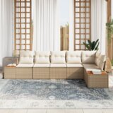 vidaXL 6-delni set vrtne sedežne garniture z blazinami Bež Poli ratan | Shoptok.si