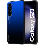 Cadorabo Ohišje je združljivo z Samsung Galaxy S23 in modra - črna - Dvobarvni zaščitni pokrov iz silikona TPU in hrbtna stran iz kaljenega stekla, (20859968) | Shoptok.si