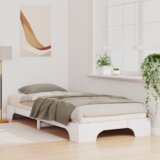 vidaXL Posteljni okvir s shranjevanjem Bela 90 x 220 cm les | Shoptok.si