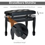  Klavirska stolica podesiva jastuk od umjetne kože za klavir i klavijature 64x35x45-55 cm crna | shoptok.hr