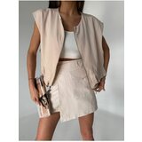 Laluvia Stone Color 100% Cotton Gabardine Short Skirt cene