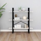vidaXL knjižna omara 3-nadstropna bela 100x30x105 cm trdna borovina | Shoptok.si
