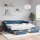 vidaXL Izvlečna dnevna postelja s predali modra 90x200 cm žamet Cene