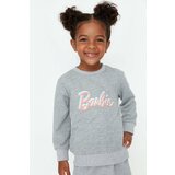 Trendyol Gray Melange Barbie Licensed Girls' Knitted Sweatshirt cene