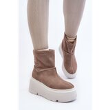 Zazoo Women's Leather Platform Boots with Straps 1752 Beige | Shoptok.si