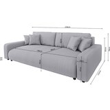 Ropez Svetlo siva raztegljiva/s prostorom za shranjevanje sedežna garnitura iz rebrastega žameta 234 cm Sara – | Shoptok.si