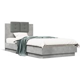 Furnova Posteljni okvir z vzglavjem betonsko siv 100x200 cm inž. les, (21941475) | Shoptok.si